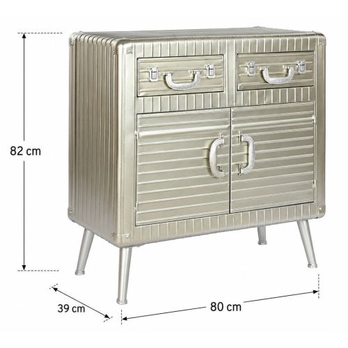 Aparador Industrial Estructura de Metal y MDF Plateado MB-210122