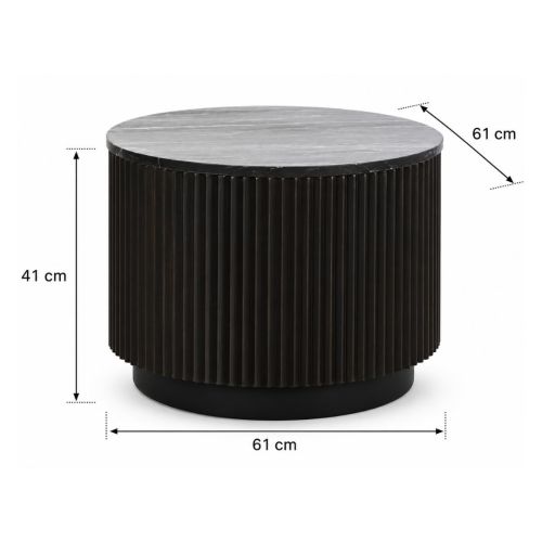 Mesa de Centro Estructura Redonda de Metal con Mármol Negro MB-201495