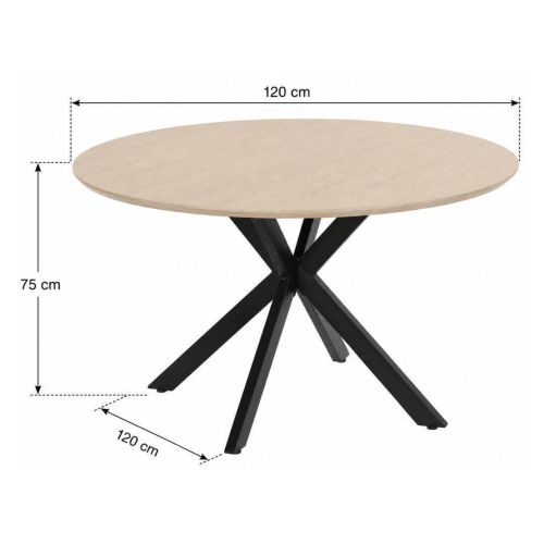 Mesa de Comedor Redonda en Roble Claro con Patas Metálicas MB-214483