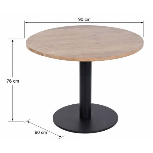 Mesa de Comedor Estructura Redonda en Madera de Acacia y Metal MB-227286