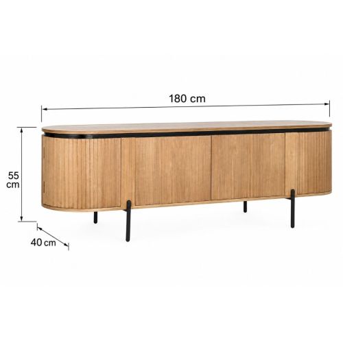 Mueble TV Estructura de Madera de Paulownia Natural con 4 Puertas y Patas de Metal MB-208697