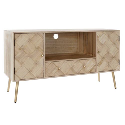 Mueble TV Estructura de Madera de Paulownia Natural con Patas Metálicas MB-176659