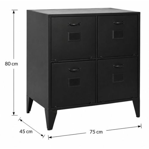 Cajonera Estructura Metálica de 4 Cajones en Color Negro MB-209230