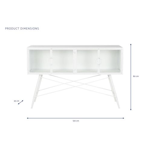 Consola Estructura de Metal Blanco con 4 Puertas de Cristal MB-208105