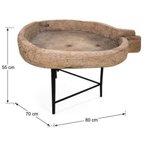 Mesa Auxiliar Estructura de Madera de Abeto con Patas de Metal MB-228366