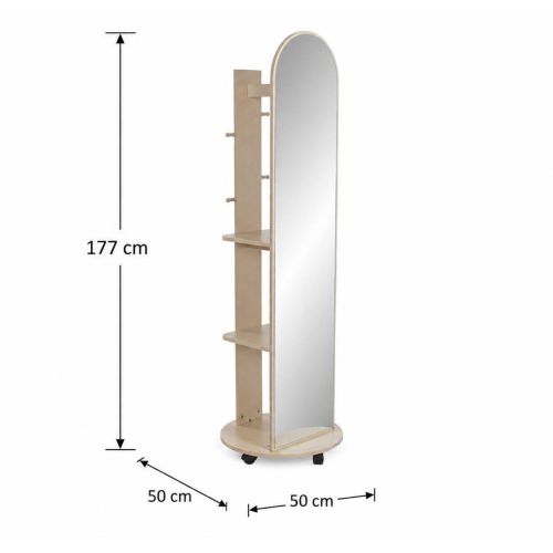 Espejo Vestidor ES-232720 Giratorio de MDF y Cristal 177 cm