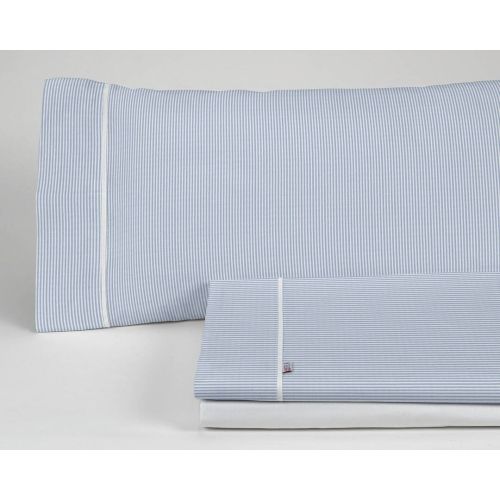 Sábanas de Algodón Percal 200 hilos GRETA Azul 150x190 2 Almohadas