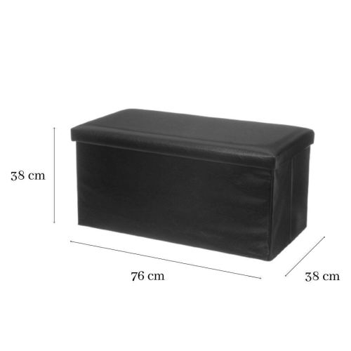 Puff Plegable 76x38 cm con Tapa en Negro