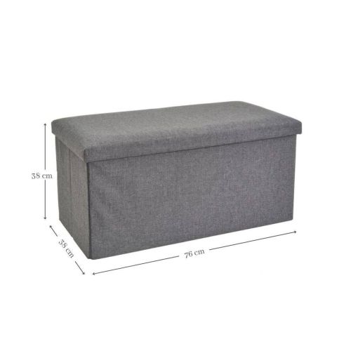 Puf Plegable Tapizado color Gris Oscuro con Arcón