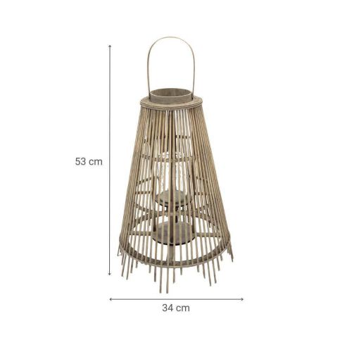Farol CONIC de Listones de Madera Gris 53 cm