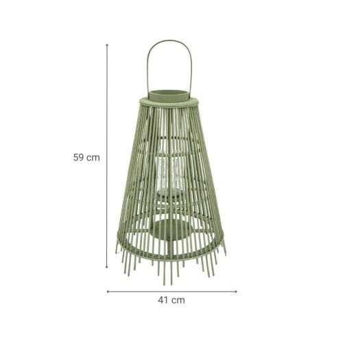 Farol CONIC de Listones de Madera Verde 59 cm