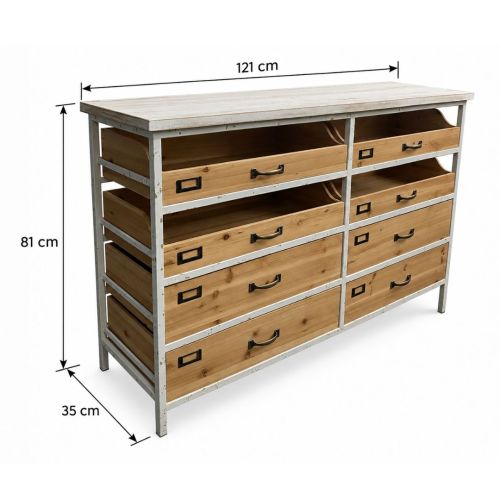 Buffet MACAO de Metal con 4 Bandejas y 4 Cajones de Abeto 37-246