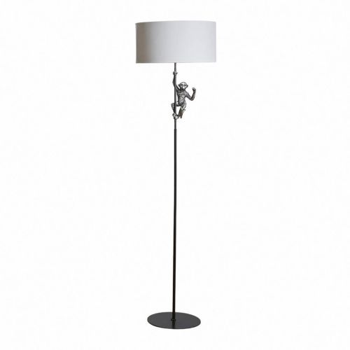 Lámpara de Pie Decorativa con Mono Color Plata y Pantalla Blanca 55-468
