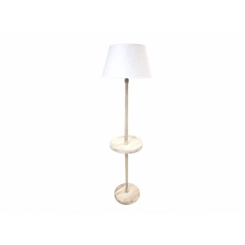 Lámpara SOVAL de Pie 161 cm Blanca con Estructura de Madera Natural 51-207