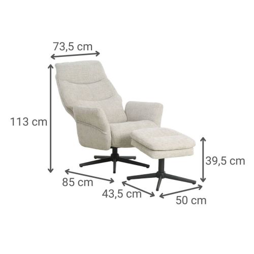 Sillón con Reposapiés BRUNO Respaldo Reclinable Gris Claro