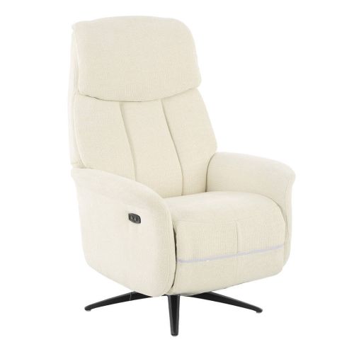 Sillón Relax Eléctrico BRISTOL Tapizado en Tela Beige con Patas Metálicas