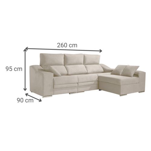 Sofá Chaise Longue ASIA Reversible 4 Plazas
