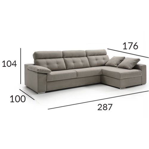 Sofá Cama con Chaise Longue Izquierda NEREA Apertura Italiana