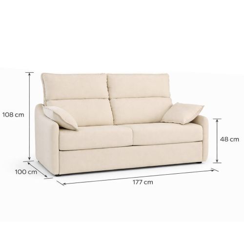 Sofá Cama Italiano UNAI Tapizado en Tela con Colchón HR 16 cm