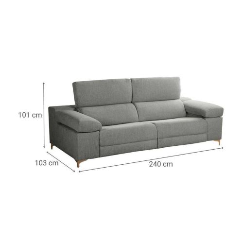 Sofá 3 Plazas OLIMPIA 240 cm Tapizado en Poliéster Sistema Eléctrico Relax