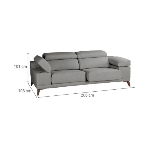 Sofá 3 Plazas 226 cm NIZA Tapizado en Tela con Asientos Deslizantes