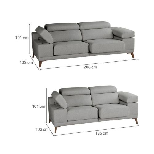 Conjunto Sofás 3+2 Plazas NIZA Tapizado en Tela con Asientos Deslizantes