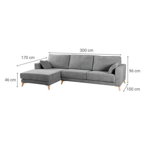 Chaiselongue Izquierda GIOVANI 3 Plazas 300 cm de Asientos Deslizantes