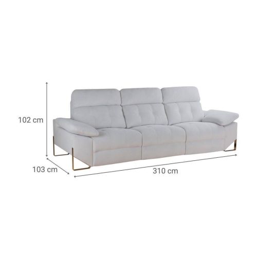 Sofá 3 Plazas XENA 310 cm Tapizado en Poliéster Sistema Eléctrico Relax