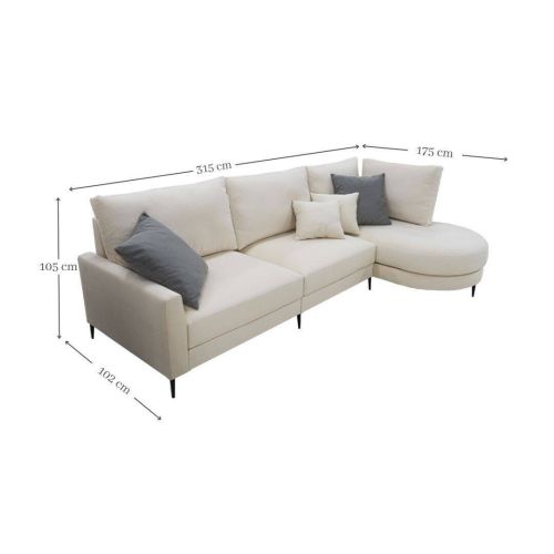 Chaise Longue Derecha Tapizado en Poliéster NAPOLI