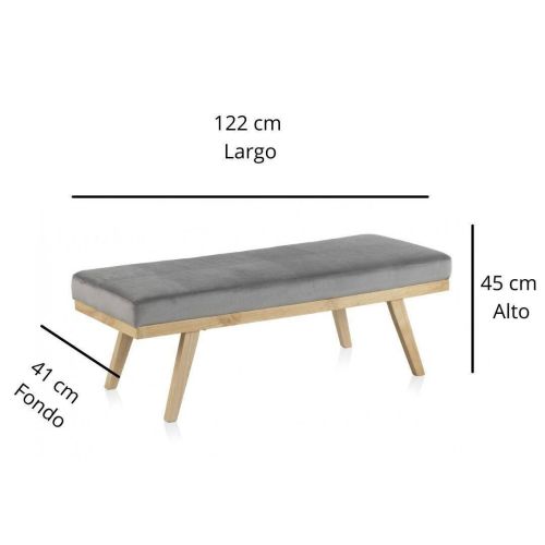 Banqueta Tapizada con Terciopelo Gris GABAR 8110