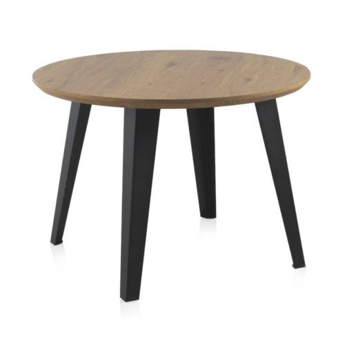 Mesa de Comedor Efecto Madera Fresno con Patas de Metal Negras GABAR 10311