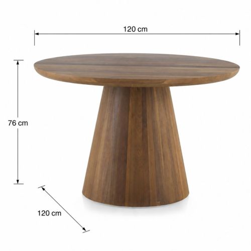 Mesa de Comedor Redonda 120 cm de Madera Maciza GABAR 10697