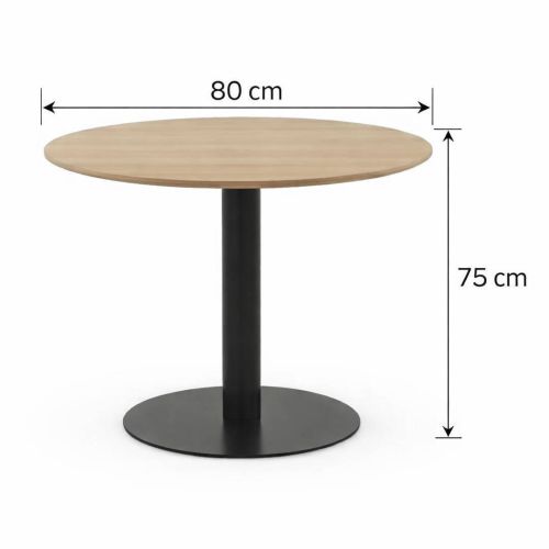 Mesa Redonda de Comedor Fresno 80 cm con Pie Central Metálico Moderno GABAR 11451