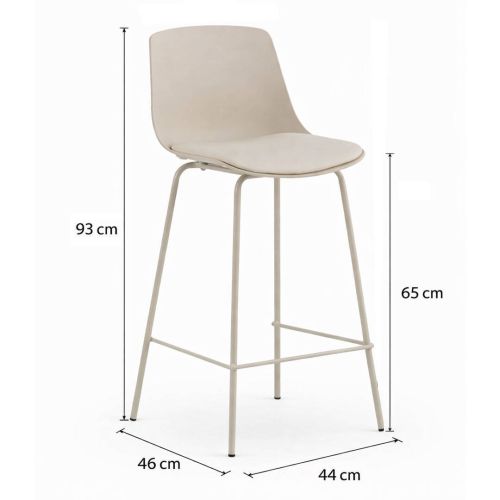Pack 2 Taburetes con Respaldo GABAR con Cojín Simil Piel y Patas de Metal Crudo 11621
