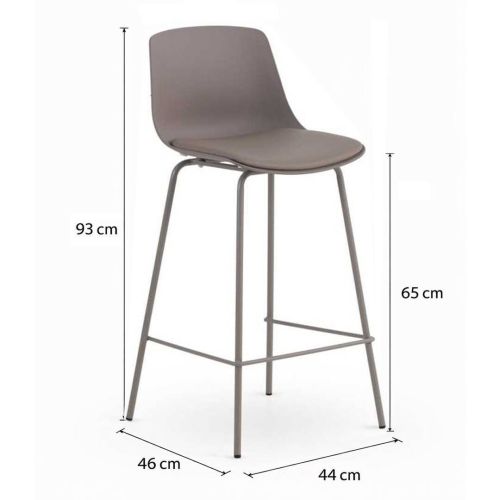 Pack 2 Taburetes con Respaldo GABAR con Cojín Simil Piel y Patas de Metal Topo 11622