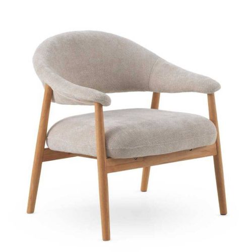 Sillón de Dormitorio Tapizado Blanco y Madera de Roble GABAR 11687