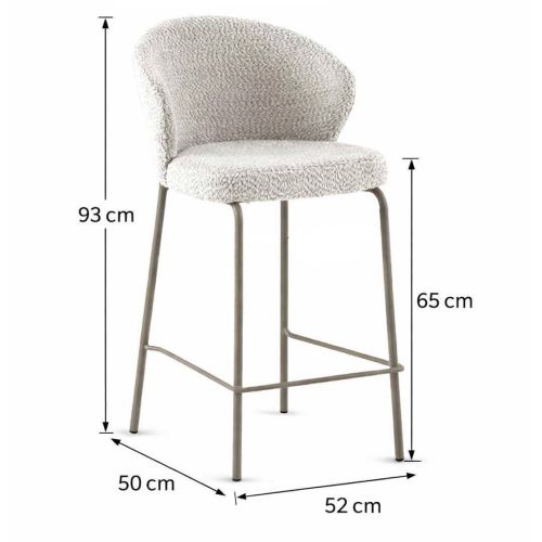 Pack de 2 Taburetes con Respaldo GABAR Tapizados en Chenilla y Estructura Metálica