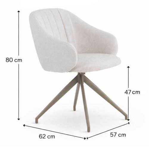 Silla Giratoria GABAR Tapizada en Chenilla Suave con Estructura Metálica