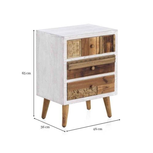 Mesita de Noche con 3 Cajones en Madera GABAR 6410