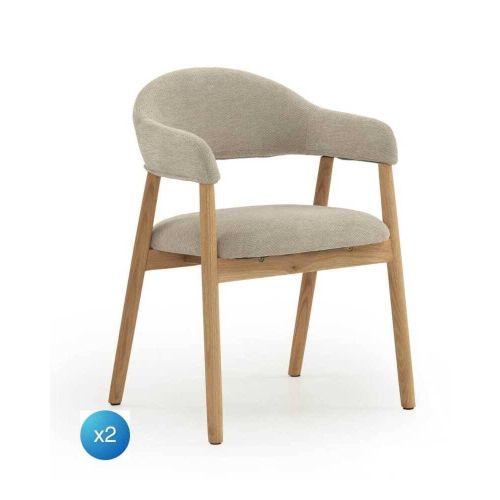 Juego de 2 Sillones GABAR de Estructura de Madera Tapizado en Chenilla Beige 11331/1