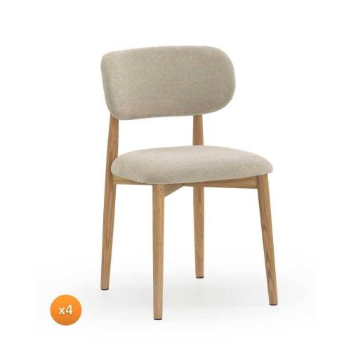Juego de 4 Sillones GABAR 46 cm de Estructura de Madera Tapizado en Chenilla Beige 11335