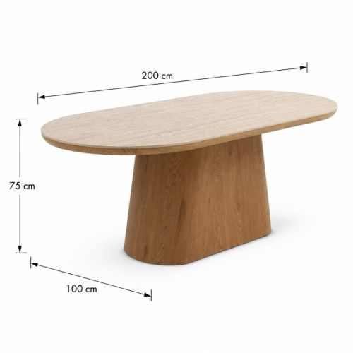 Mesa de Comedor Ovalada GABAR de Tablero de Madera y Encimera de Cerámica 11418