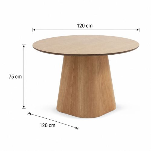 Mesa de Comedor Redonda GABAR de Tablero Contrachapada de Madera de Roble 11422