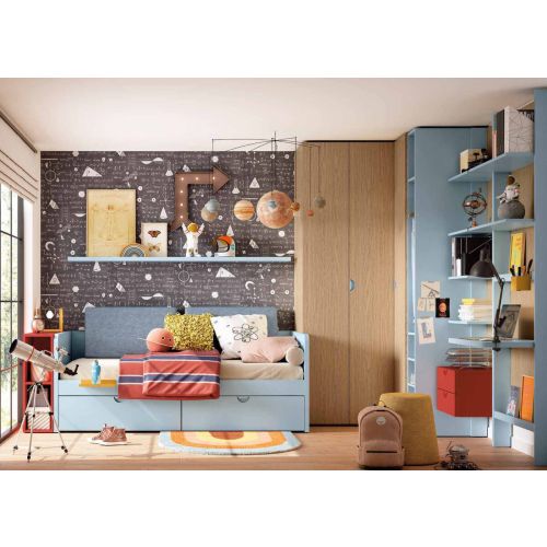 Dormitorio Juvenil DELULU 03 con Cama Nido y Escritorio