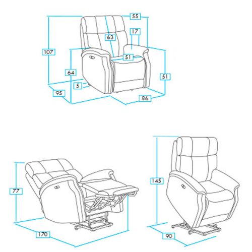 Sillón Relax PEKIN Power Lift con Masaje y USB Integrado