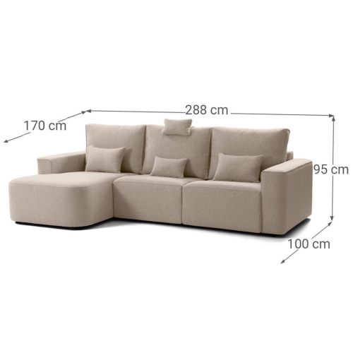 Sofá Chaise Longue Izquierda con Asientos Deslizantes Tapizado en Poliéster SERIE 1
