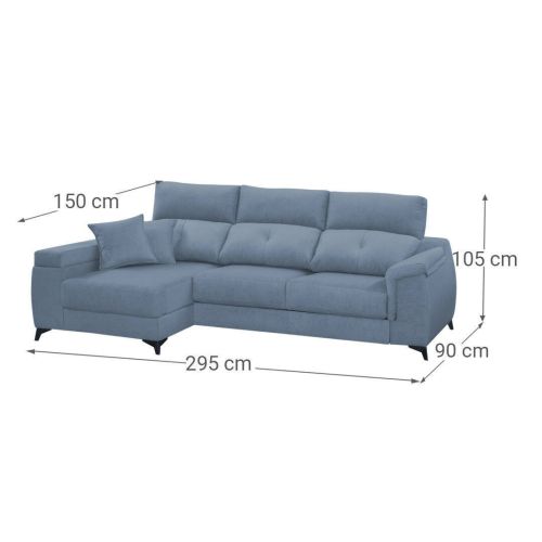 Chaise Longue Izquierda MANUELA con Arcón, Asientos Deslizantes y Respaldo Reclinable