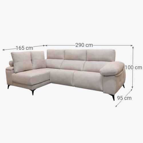 Sofá Chaise Longue Izquierdo DANA Reclinable Eléctrico con Arcón