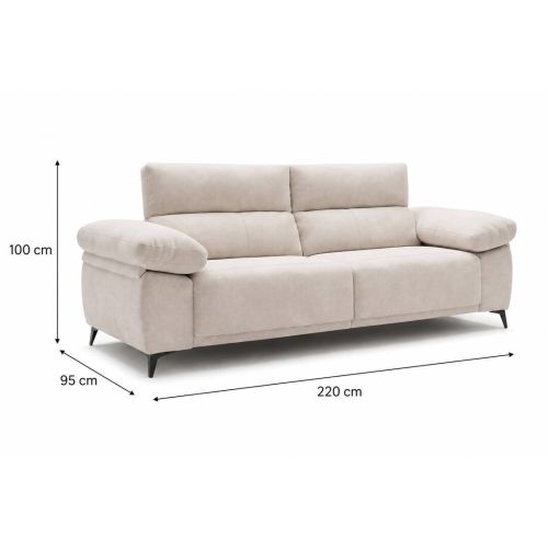 Sofá de 3 Plazas DANA 220 cm con Cabezal Reclinable