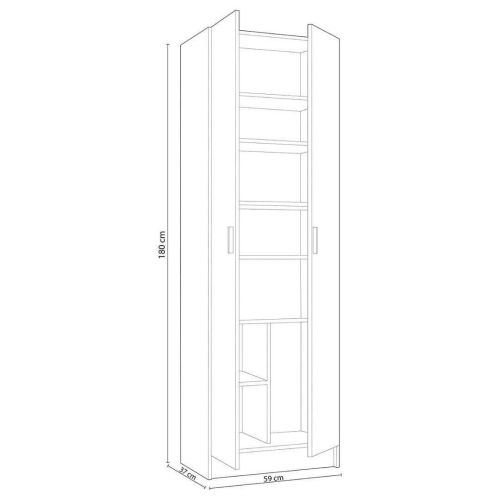Armario de 2 puertas con 5 estantes regulables acabado blanco 007144O